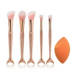 Kit 5 Pincéis de Maquiagem + Esponja